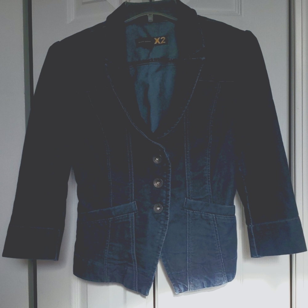 VINTAGE Y2K Denim Jacket 💙 SIZE SMALL X2 Quality Denim with lace up back